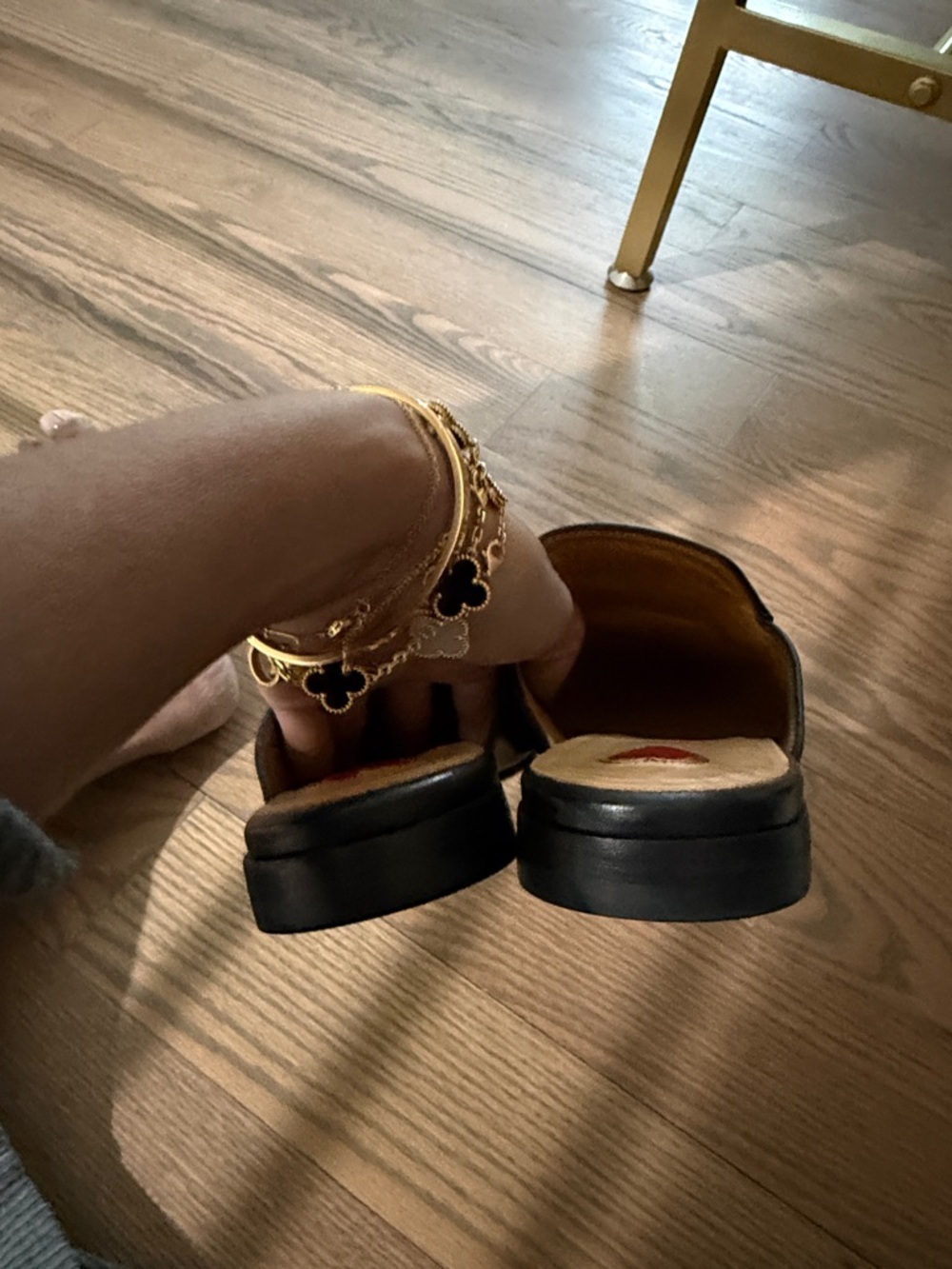 Gucci Black Leather Mules with Pink Rose Embroidery and Gold Horsebit - Picture 4 of 4